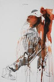 Fahamu Pecou Tetherd Acrylique Et Graphite Sur Papier Serie Grav I Ty 2013 2014 Les Arts Artiste Retrospective
