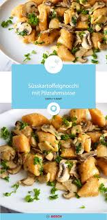Susskartoffelgnocchi Mit Pilzrahmsosse Rezept Rezepte Susskartoffel Gnocchi Pilzrahmsosse