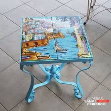 Musterimizin Istegi Uzerine Italya Dan Getirdigi Seramiklerin Altina Ozel Sehpa Tasarladik Ve Uyguladik Mavi Rengi Ve Orta Garden Chairs Coffee Table Ceramics