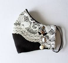 Fancy Washable Face Mask Black White Lace Rhinestones Elegant Mask Handmade Reusable Face Cover Festival Summer Office Special Day In 2020 Lace Mask Diy Face Mask Easy Face Mask Diy