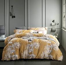 Set contains one duvet cover and two pillow shams. Amazon Com Eikei Modern Vintage Retro Mod Print Bedding Egyptian Cotton Duvet Cover Set Minimalist Chic Botanical Design Asian Zen Style Reversible Pattern In Full Queen Or King Size Queen Mustard Yellow Home