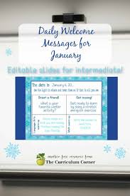 January Daily Welcome Messages The Curriculum Corner 4 5 6