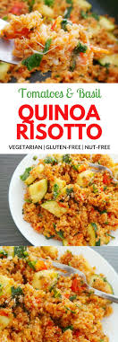 Easy Tomato Basil Quinoa Risotto Gf Vegetarian Vegan Option Beauty Bites Recipe Healthy Dishes Healthy Dinner Recipes