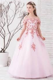 Ball Gown Off The Shoulder Flower Girl Dress With Flower S Wedding Dresses For Kids Girls Ball Gown Kids Gown