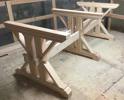Farmhouse Triple Double Trestle Table Diy Kit Made To Order Etsy Diy Table Trestle Table Table Base