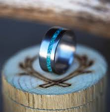 The Vertigo Men S Wedding Ring With Titanium Band And Turquoise Inlay Staghead Designs With Images Turquoise Wedding Rings Mens Wedding Rings