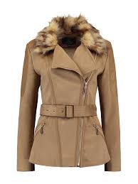 Chaud et doux, le col fourrure complète un look. Rino Pelle Veste Femme Col Fausse Fourrure Et Suedine Camel