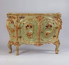 A Venetian Rococo Lacquered And Parcel Gilt Commode A Porte Venetian Furniture Beautiful Furniture Antique Furniture