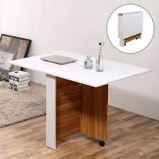 Perfect for picnics, backyard barbecues, tailgating parties, or an overnight hit outdoors. Portable Dining Table Drop Leaf Wheels Kitchen Furniture Folding Top White Brown 7426924825100 Ebay