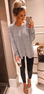 Black And White Striped Long Sleeve Shirt Outfit Explore Black And White Striped Longsleeved Shirt And Pink Longsleeved Blouse Click To Discover These 30 Must Ha Spring Outfits Casual Spring Outfits Fashion