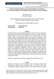 Hal ini disebabkan karena masalah yang dihadapi bukanlah masalah yang pernah dihadapi siswa sebelumnya. Pdf Cabaran Pembelajaran Pelajar Lepasan Ijazah Pengajian Islam Di Malaysia The Learning Challenges Of Post Graduate Students Of Islamic Studies In Malaysia