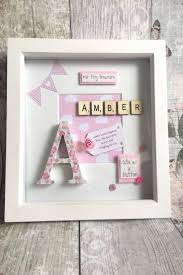 22 00 Gbp Personalised Box Frame New Baby Christening Baby Girl Initial Letter Gift Personalised Frame Photo Frame Gift Box Frames Baby Shadow Box