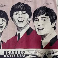 EUC Vintage 1960s Beatles Tea Towel Wall Hanging