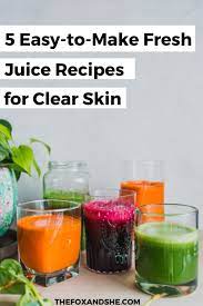 The flavor is slightly sweet (apples) and a bit spicy (ginger). 5 Easy To Make Fresh Juice Recipes For Clear Skin The Fox She Fresh Juice Recipes Green Juice Recipes Juicing Recipes