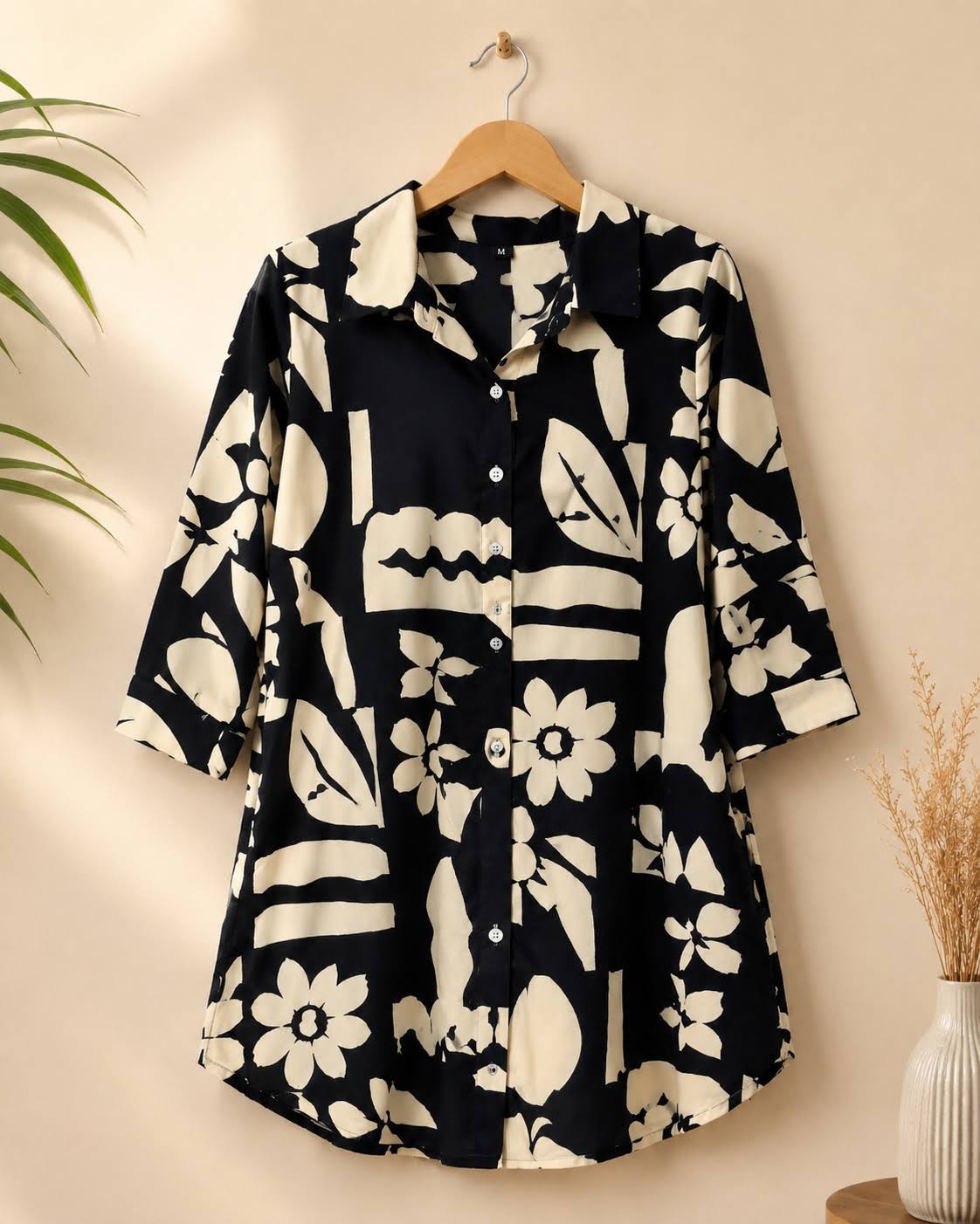 Black & Ivory Printed Fancy Top product image