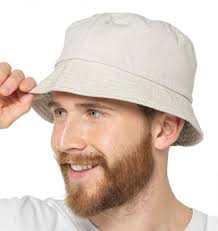 Tom Franks Mens Reversible Cotton Bucket Sun Hat in Stone