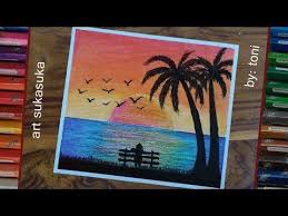 Landscape sketches, flower sketches and complete house sketches. How to Draw a Seascape Picture Using Crayon Youtube Painting Landscape Art