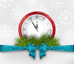 Tapeta Nowy Rok Zegar kokardą Wstążka Grafika wektorowa