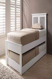 199 99 gbp 2 in 1 solid wooden single bed inc pull out guest bed trundle white oak finish bed frame with mattress white wooden single bed bed furniture