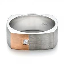 Platinum And 14k Rose Gold Custom Two Tone Brush Finished Square Men S Band 100811 Seattle Bellevue Joseph Jewelry Rings For Men Square Wedding Rings Square Diamond Rings