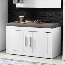 Garderobenbank Jaena In Weiss Hochglanz Mit Turen 80 Cm Breit Garderobenbank Garderobe Hochglanz