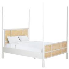 Maybe you would like to learn more about one of these? Holly Coastal Beach Brown Woven Cane White Wood 4 Poster Bed Queen Queen Kathy Kuo Home