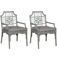 Gray Coastal Bamboo Chairs Luxury Dining Chair Rattan Armchair Bamboo Chair