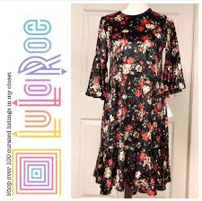 Lularoe Black Rose Crushed Velvet Maurine Dress Nwt