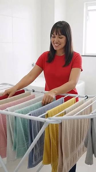 Chega de espalhar roupas pela casa para secar, conheça nosso Varal Dobrável!  👕 🧦 Ele possui 16 hastes de aço, um varal com prendedores para meias e  roupas intimas, evitando que elas
