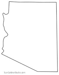Arizona Map Outline Printable State Shape Stencil Pattern Arizona Map Educational Wall Art Outline
