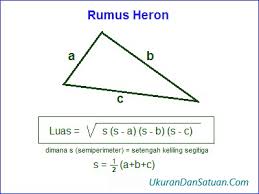 Cara Menghitung Luas Segitiga Yang Diketahui Panjang Sisi Sisinya Menggunakan Rumus Heron Ukuran Dan Satuan