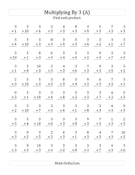The Multiplying 1 To 10 By 3 A Math Worksheet From The M Multiplication Facts Worksheets Math Multiplication Worksheets Printable Multiplication Worksheets