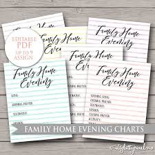 Family Home Evening Chart Lds Editable Pdf Printable Digital