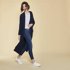 Optez pour une maille de caractère : Gilet Long Fendu Manches Longues Et Poches Femme Bleu Marine 3 Suisses