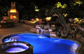 Pool At Night Outdoor Party Lighting Pool Swimming Pool Designs