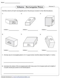 volume of a rectangular prism worksheets
