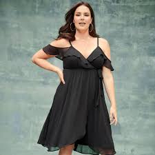 Black Cold Shoulder Chiffon Wrap Dress Dresses Wrap Dress Chiffon Wrap