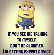 If You See Me Talking To Myself Don T Be Alarmed I M Getting Expert Advice Minion Funny Minion Quotes Laughing Quotes Funny Funny Quotes