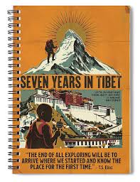 Seven Years in Tibet - Minimal Movie Poster - Retro Film Poster - Vintage -  1997 #1 Spiral Notebook by SampadArt Gallery - Fine Art America