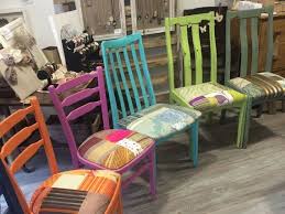 Bright Painted Colourful Patchwork Chairs By Theoldlaundrette Patchwork Chair Furniture Retro Dining Chairs