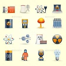 Nuclear Energy Icons Yellow Background Nuclear Energy Yellow Background Technology Icon