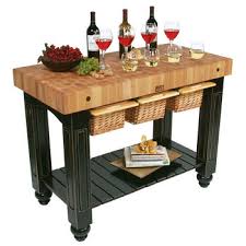 36 h x 30 w x 24 d, drawers: John Boos Gathering Block Iii 48 W Kitchen Island With 4 Thick End Grain Maple Top Includes 3 Pull Out Wicker Baskets Kitchensource Com