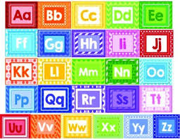 alphabet chart in rainbow colors for back to school