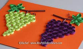 Voir plus d'idées sur le thème bricolage, papier blanc, papier. Bricolage Sur Le Theme Du Raisin Grappes En Papier Roule Tableau D Automne En Quilling