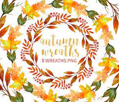 Autumn Wreath Clipart Watercolor Wreath Clipart Hand Drawn Etsy Wreath Drawing Wreath Watercolor Thanksgiving Wreaths