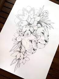 Lev I Lvica Eskiz Tatu Lion Tattoo Design Lion Tattoo Lion And Lioness Tattoo