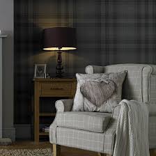 Audrey Charcoal Tartan Wallpaper Graham Brown Uk Charcoal Wallpaper Wallpaper Living Room Home Decor