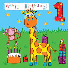 Save with target circle™ · order pickup · same day delivery Twizler 1st Birthday Card For Child With Giraffe And Monkey One Year Old Age 1 Childrens