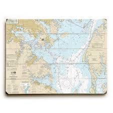 Nautical Chart Chesapeake Bay Approaches To Baltimore Harbor Md Graphic Art On Wood