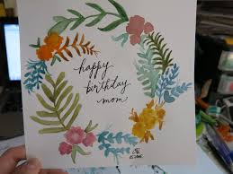 Birthday Card For Mother Drawing Hand Painted Birthday Card For Mom This Year Watercolours Floral Wreath Doodle Drawings Birthday Cards For Mom Birthday Cards
